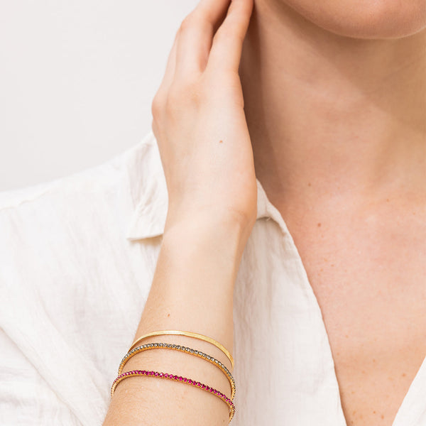 Sparkle & Shine Rhinestone Bracelet Trio - Fuchsia/Gold