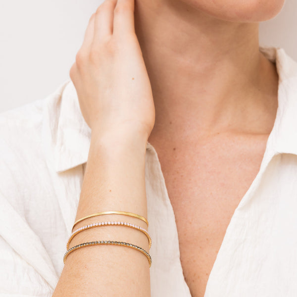 Sparkle & Shine Rhinestone Bracelet Trio - Rose Water Opal/Gold