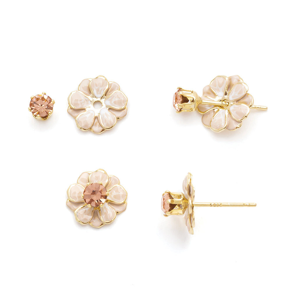 Sparkle & Shine Sm Enamel Flower Earring - Ivory/Gold - Scout