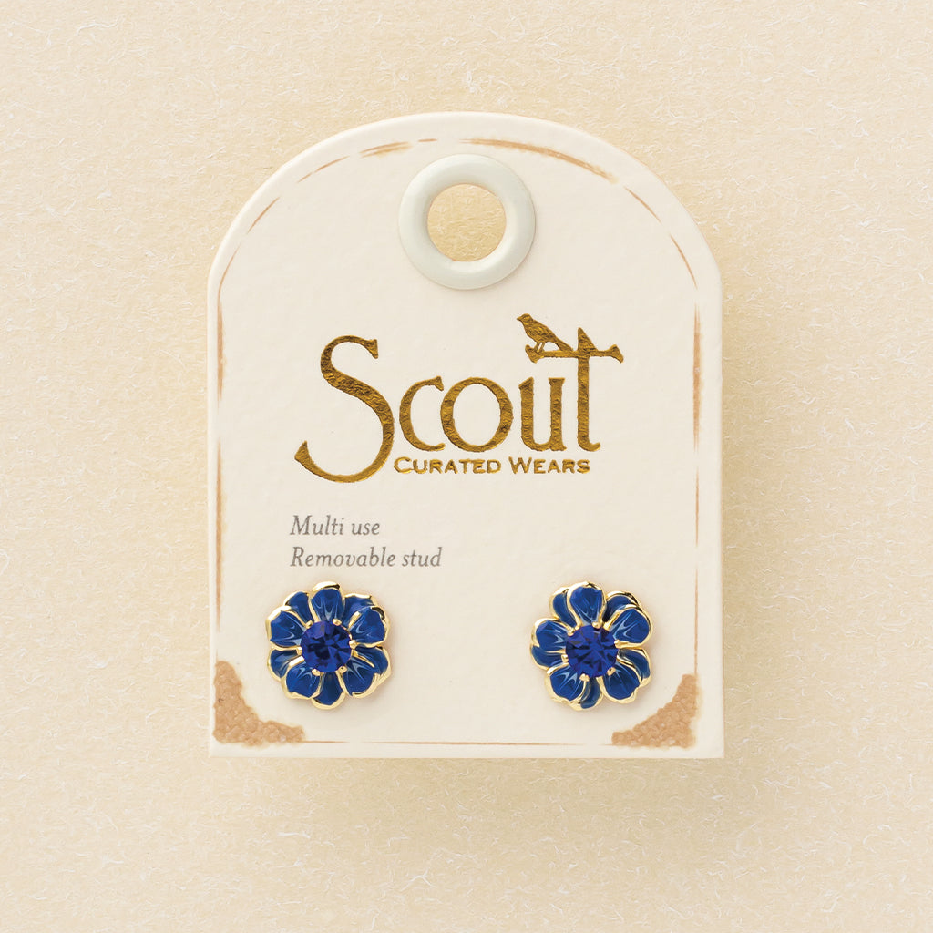 Sparkle & Shine Sm Enamel Flower Earring - Sapphire/Gold