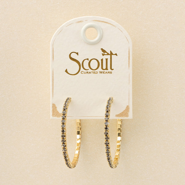 Sparkle & Shine Sm Rhinestone Hoop Earring - Greige/Gold