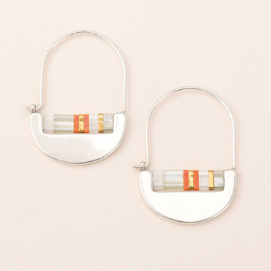 Good Karma Miyuki Crescent Hoop - Mist/Salmon/Silver