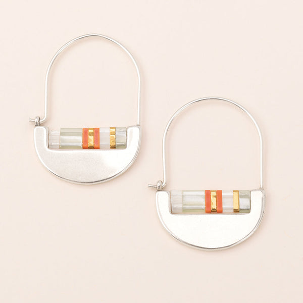 Good Karma Miyuki Crescent Hoop - Mist/Salmon/Silver