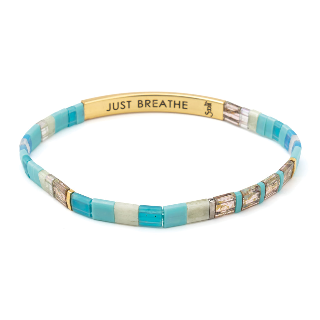 Good Karma Miyuki Bracelet | Just Breathe - Tonal Turquoise/Gold