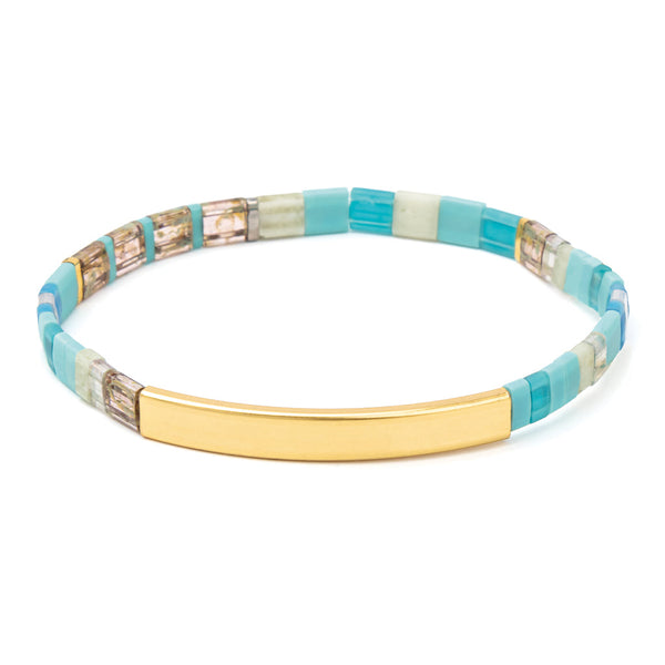 Good Karma Miyuki Bracelet | Just Breathe - Tonal Turquoise/Gold
