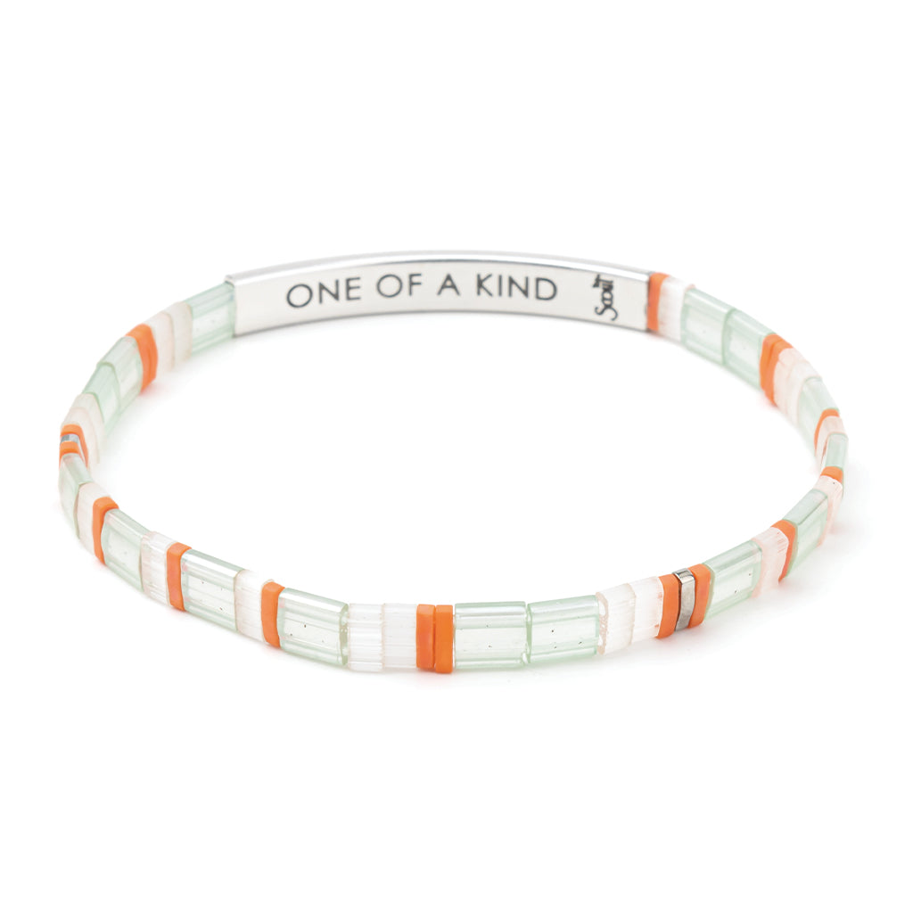 Good Karma Miyuki Bracelet | One Of A Kind - Mist/Salmon/Silver