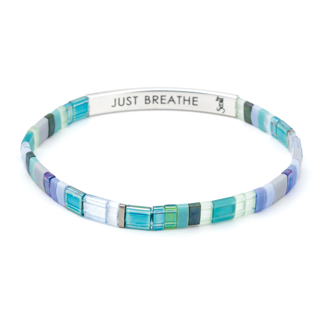 Good Karma Miyuki Bracelet | Just Breathe - Turquoise/Green/Silver
