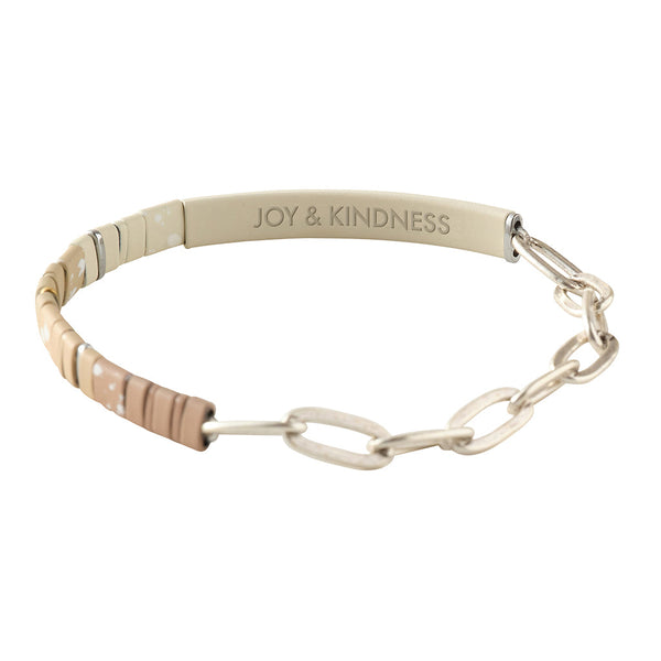 Good Karma Ombre w/Chain Bracelet -  Joy & Kindness Ivory/Silver