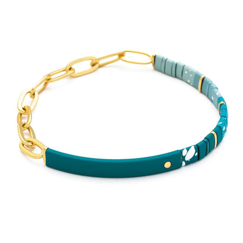 Good Karma Ombre w/Chain Bracelet - Joy & Kindness Turquoise/Gold