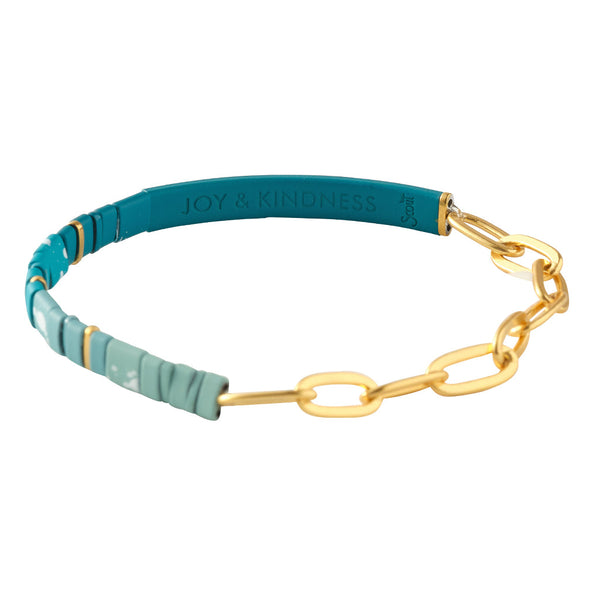 Good Karma Ombre w/Chain Bracelet - Joy & Kindness Turquoise/Gold