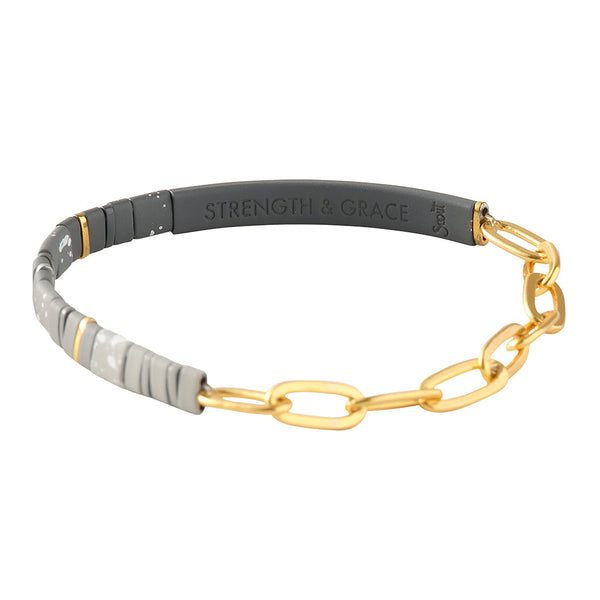 Good Karma Ombre w/Chain Bracelet - Strength & Grace Charcoal/Gold