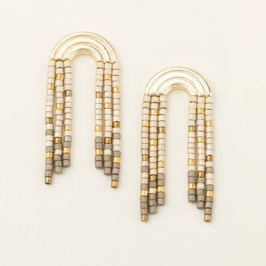 Chromacolor Miyuki Rainbow Fringe Earring - Pewter Multi/Gold