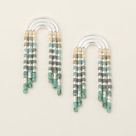 Chromacolor Miyuki Rainbow Fringe Earring - Turquoise Multi/Silver