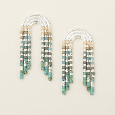 Chromacolor Miyuki Rainbow Fringe Earring - Turquoise Multi/Silver