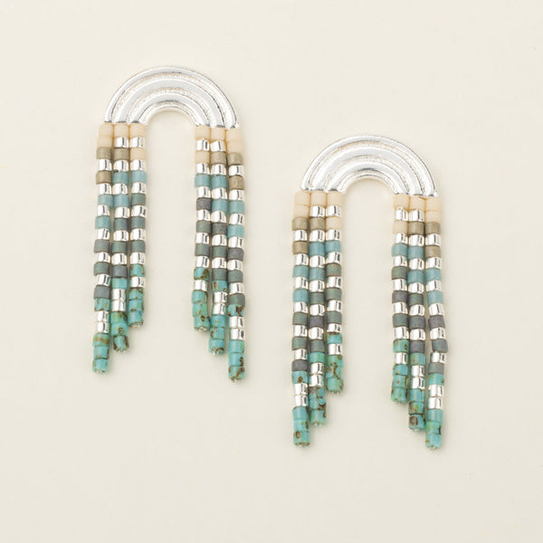 Chromacolor Miyuki Rainbow Fringe Earring - Turquoise Multi/Silver