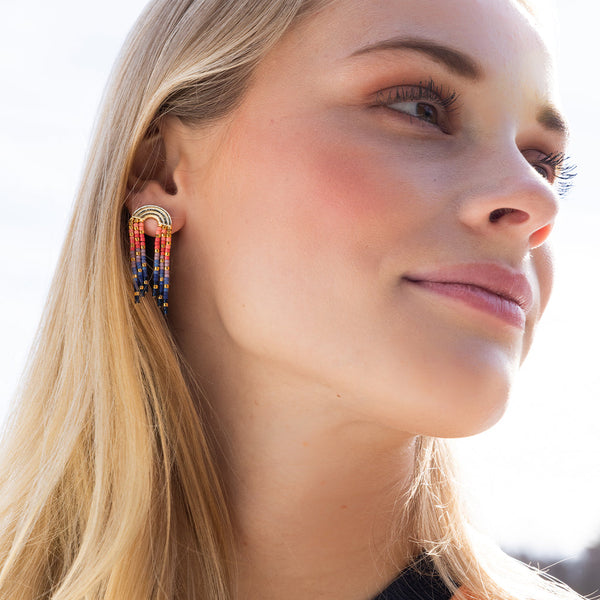 Chromacolor Miyuki Rainbow Fringe Earring - Multi/Gold