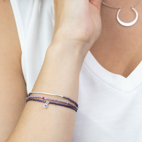 Tonal Chromacolor Miyuki Bracelet Trio - Purple/Silver
