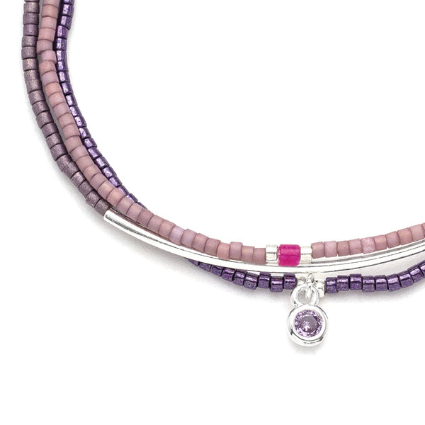 Tonal Chromacolor Miyuki Bracelet Trio - Purple/Silver