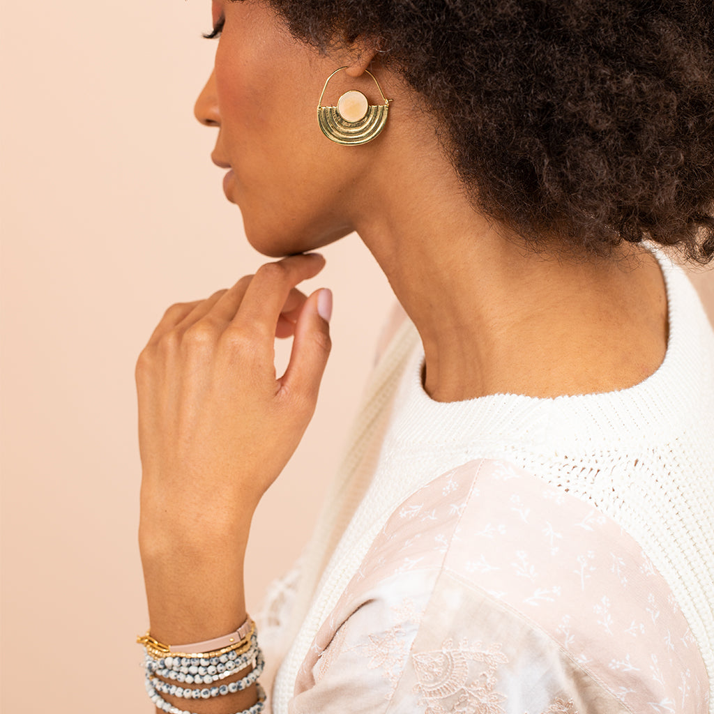 Stone Orbit Earring - Turquoise/Gold