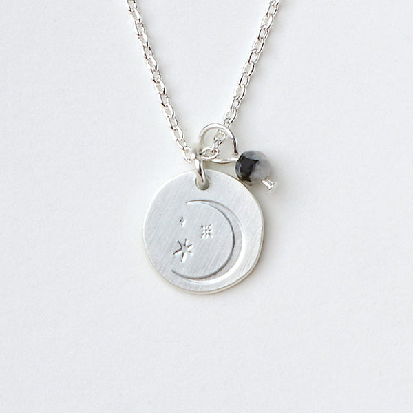 Stone Intention Charm Necklace - Moonstone/Silver