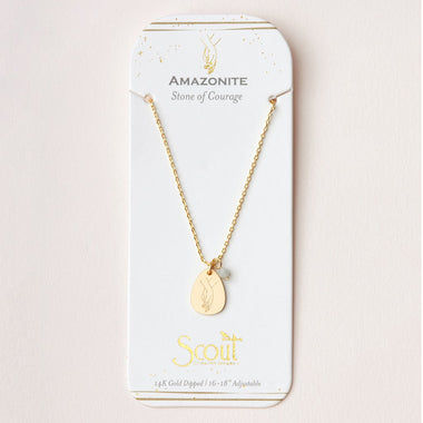 Stone Intention Charm Necklace - Amazonite/Gold