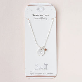 Stone Intention Charm Necklace - Tourmaline/Silver