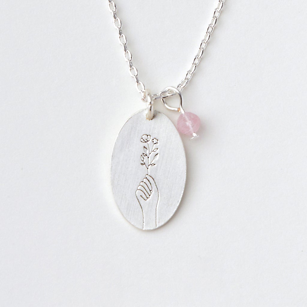Stone Intention Charm Necklace - Rose Quartz/Silver