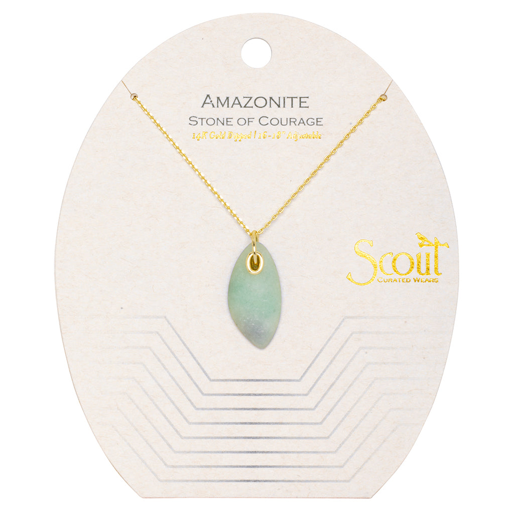 Organic Stone Necklace Amazonite/Gold - Stone of Courage - Scout Curated  Wears