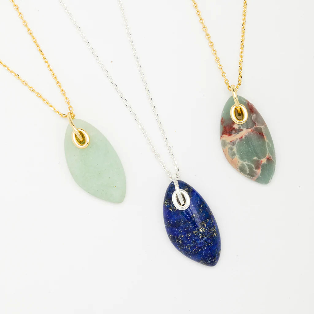 Organic Stone Necklace Aqua Terra/Gold - Stone of Peace