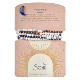 Stone Duo Wrap Bracelet/Necklace - Howlite & Lapis