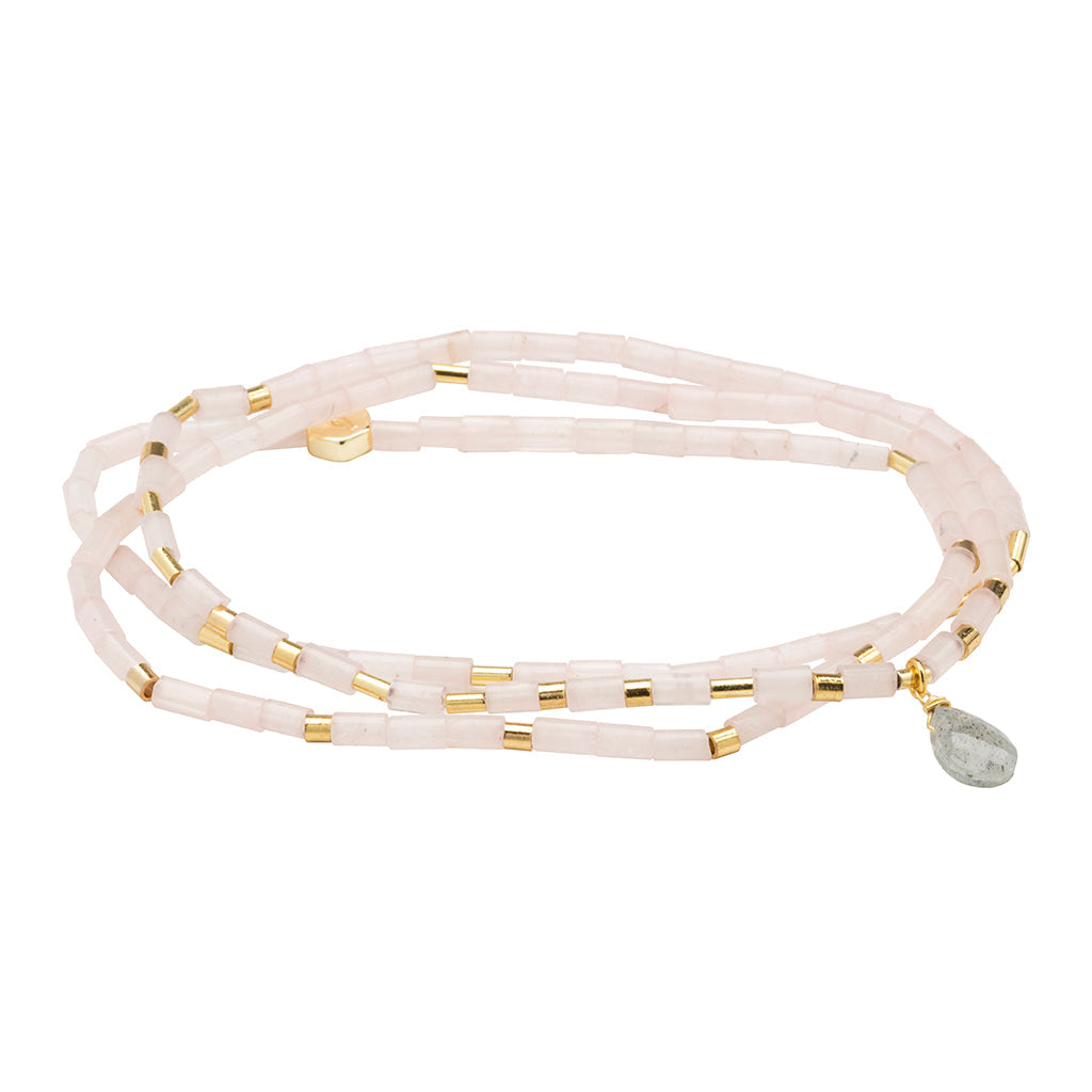 Teardrop Stone Wrap Rose Quartz/Gold - Stone of Love