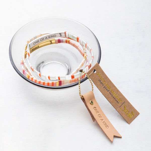 Good Karma Miyuki Bracelet | One Of A Kind - Mint/Peach/Gold