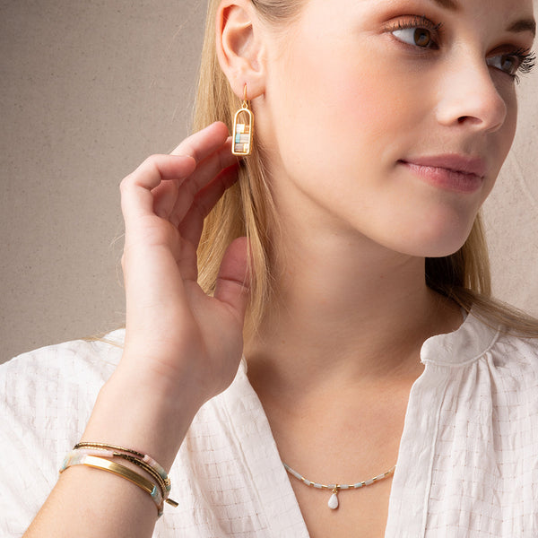 Good Karma Miyuki Frame Earring - Ivory/Silver