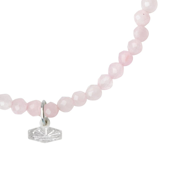 Mini Faceted Stone Stacking Bracelet - Rose Quartz/Silver