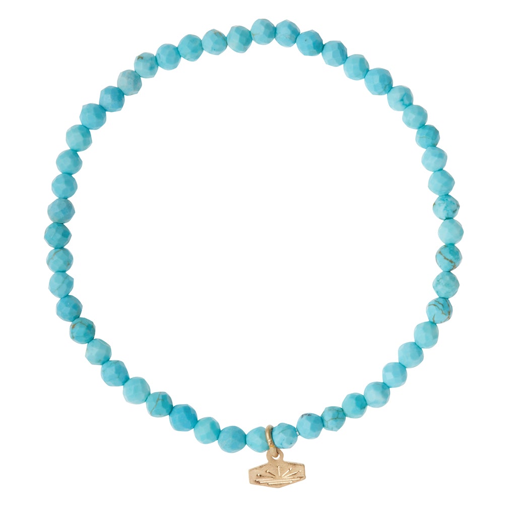 Numeroastro - Firoza (Turquoise) Gemstone Round Beads Stretchable Bracelet  (1 Pc)