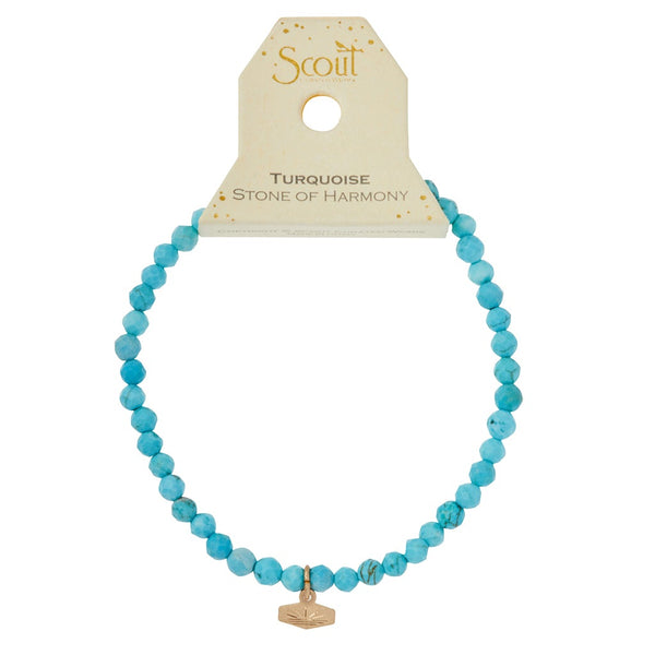 Mini Faceted Stone Stacking Bracelet - Turquoise/Gold