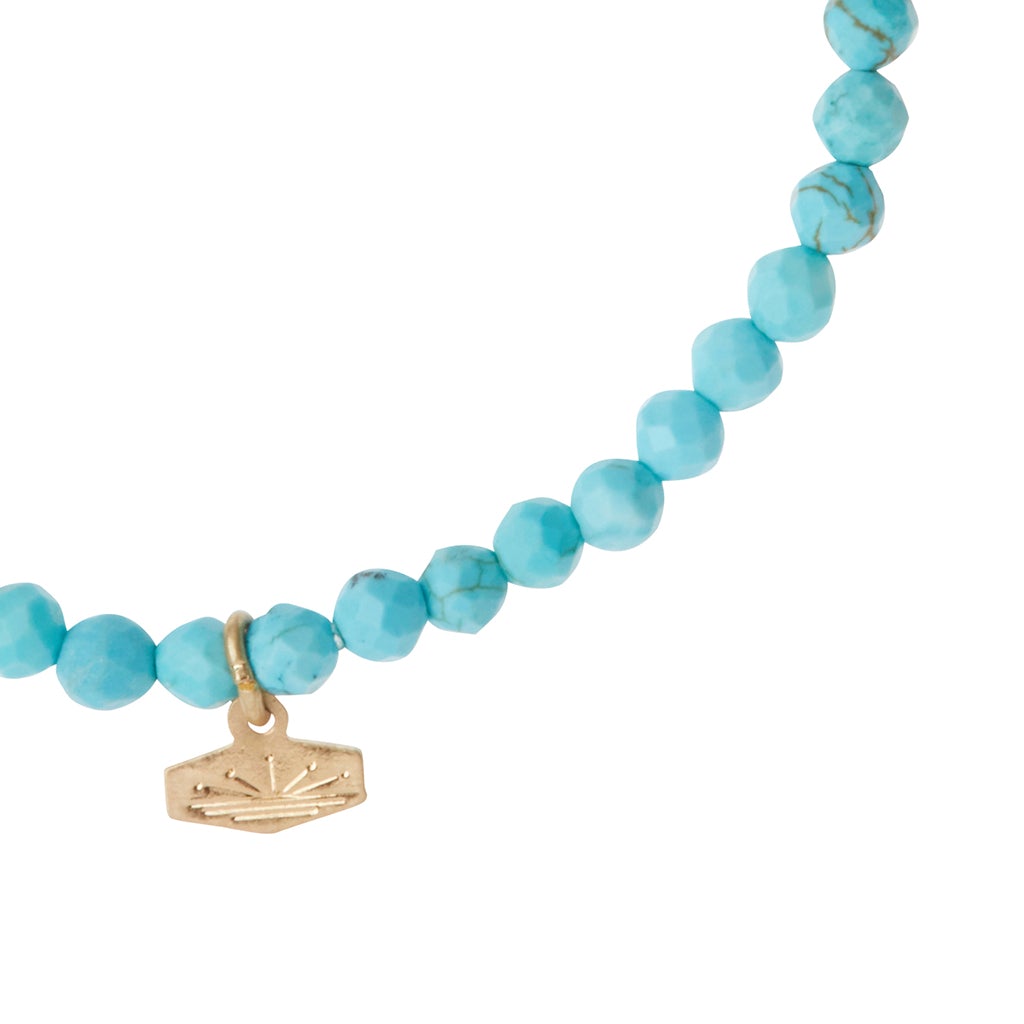 Mini Faceted Stone Stacking Bracelet - Turquoise/Gold
