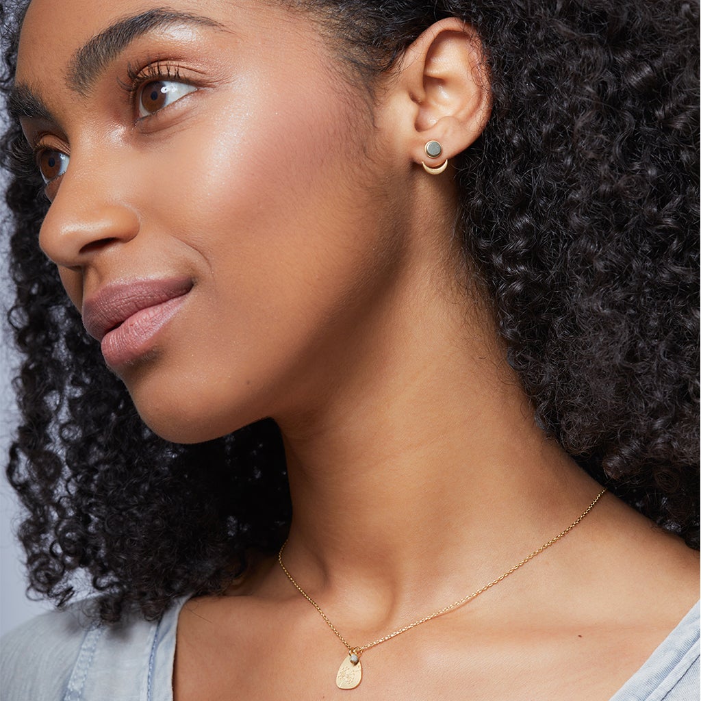 Amazonite gold charm on sale necklace