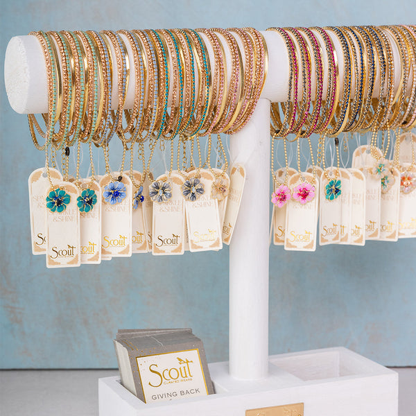 Sparkle & Shine Rhinestone Bracelet Trio - Rose Water Opal/Gold