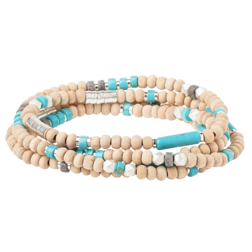 Wood, Stone & Metal Wrap - Turquoise/Silver