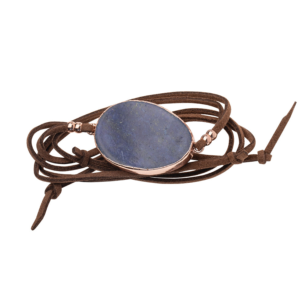 Suede/Stone Wrap - Lapis/Rose Gold/Stone of Truth