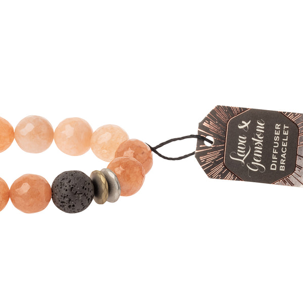 Lava & Gemstone Diffuser Bracelet - Sunstone