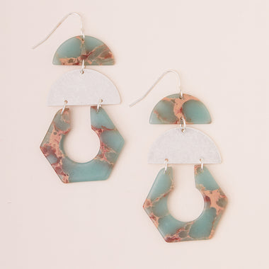 Stone Cutout Earring - Aqua Terra/Silver