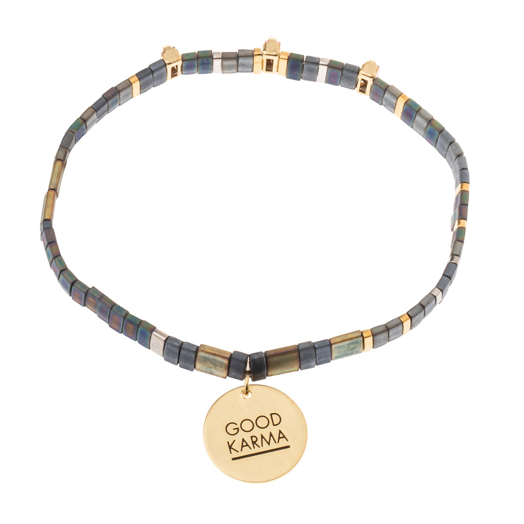 Good Karma Miyuki Charm Bracelet | Good Karma - Oil Slick/Sparkle/Gold