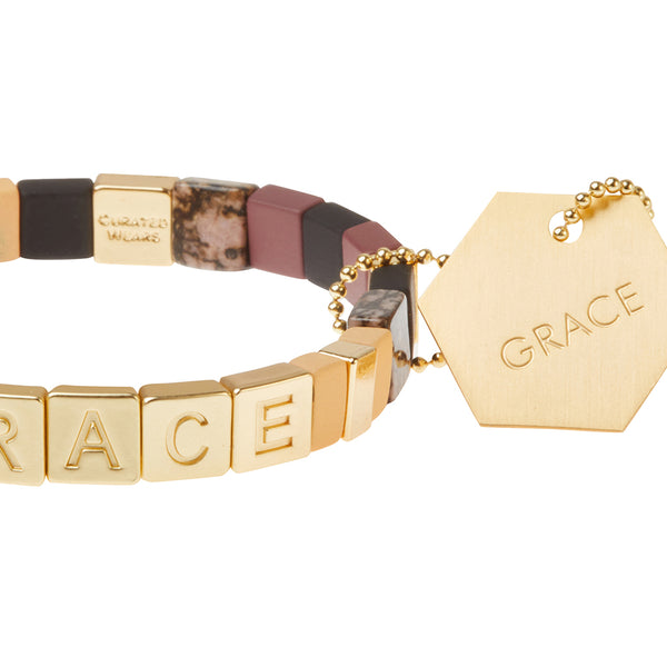 Empower Bracelet - GRACE Gold/Rhodonite/Rose Quartz