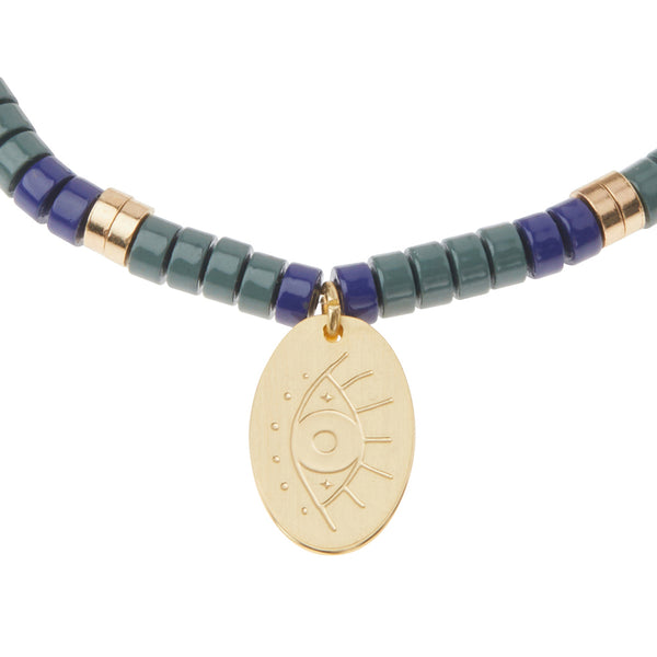 Stone Intention Charm Bracelet - Labradorite/Gold