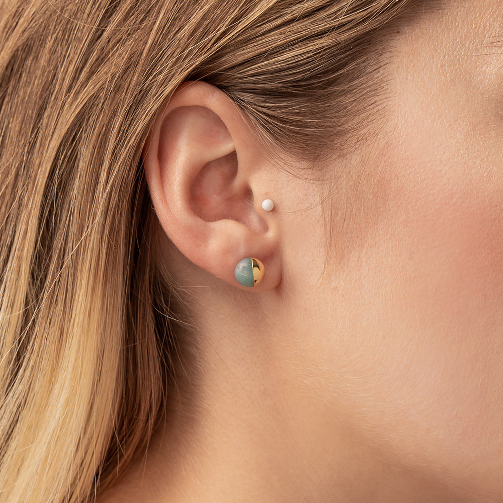 Dipped Stone Stud - Turquoise/Silver