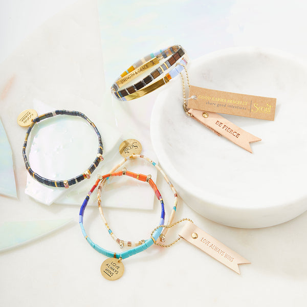 Good Karma Miyuki Charm Bracelet - Brave Midnight/Sparkle/Silver