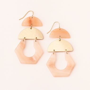 Stone Cutout Earring - Sunstone/Gold