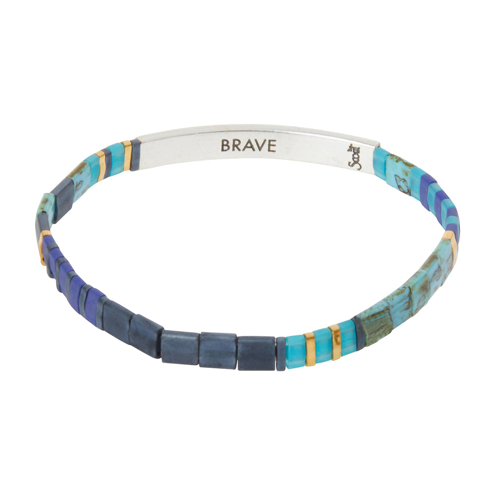 Good Karma Miyuki Bracelet | Brave - Cobalt/Silver